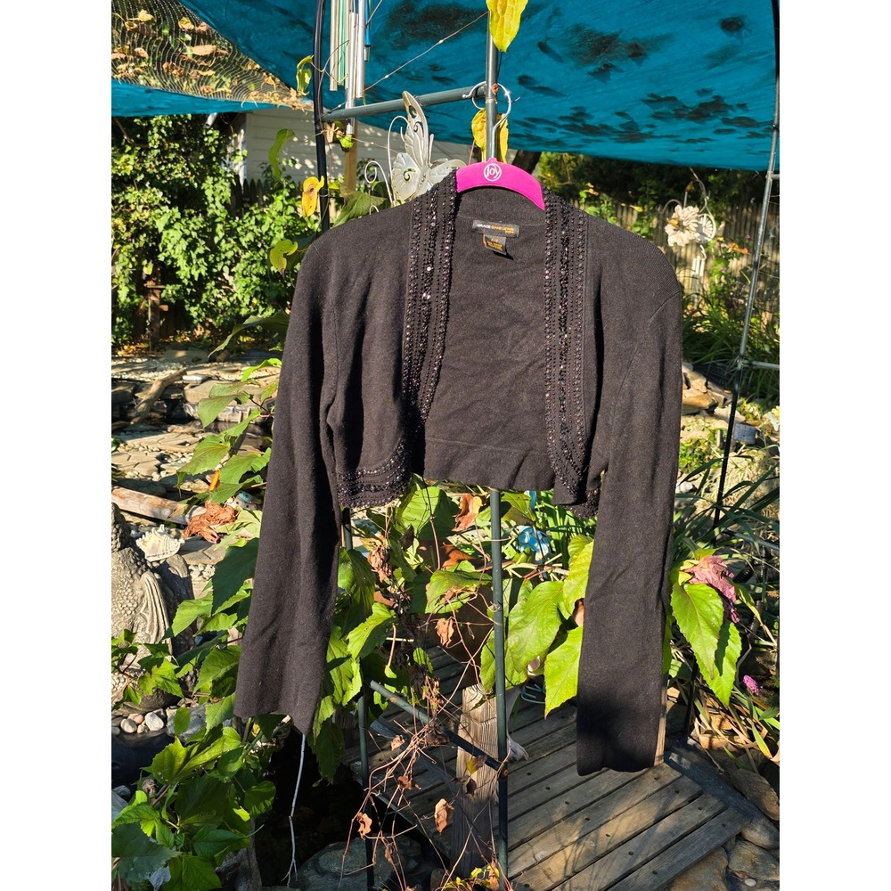 Grace Dane Lewis Petite Bolero Cardigan Black Beaded Embellished Party Shrug